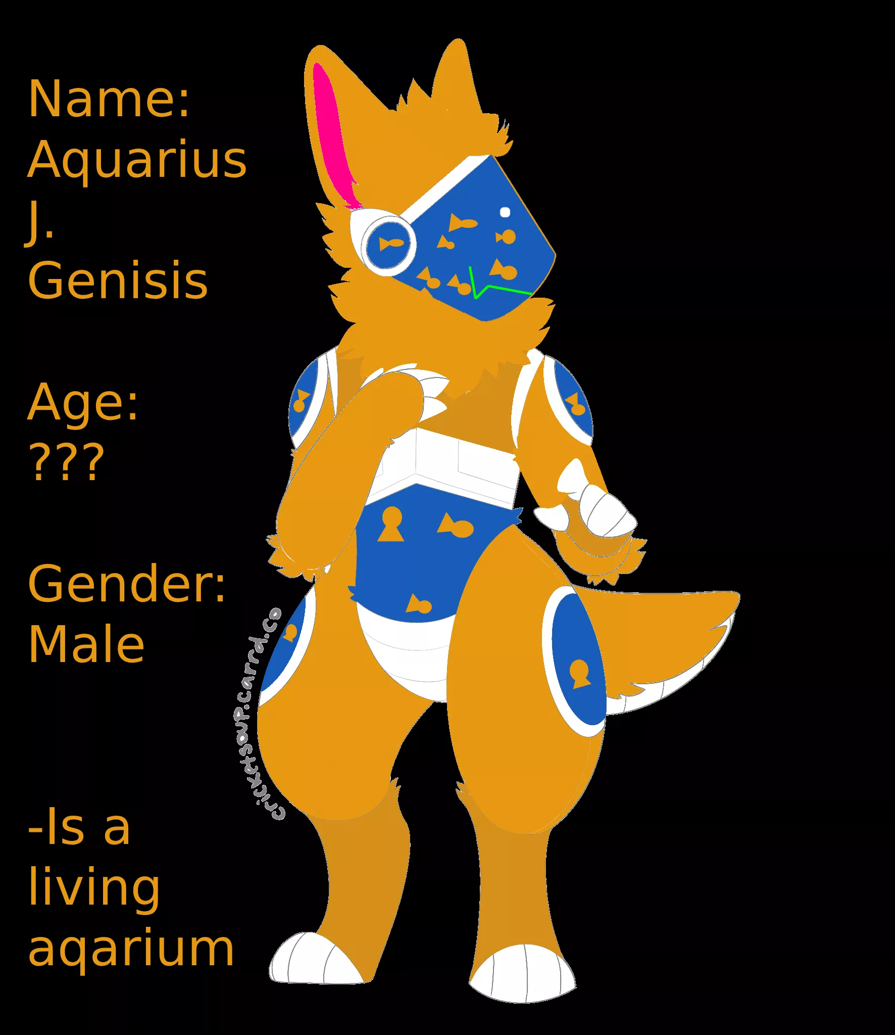 Anybody wanna art trade? I make pixel art. This is the ref sheet for one of my sonas! base credit to cricket-soup!