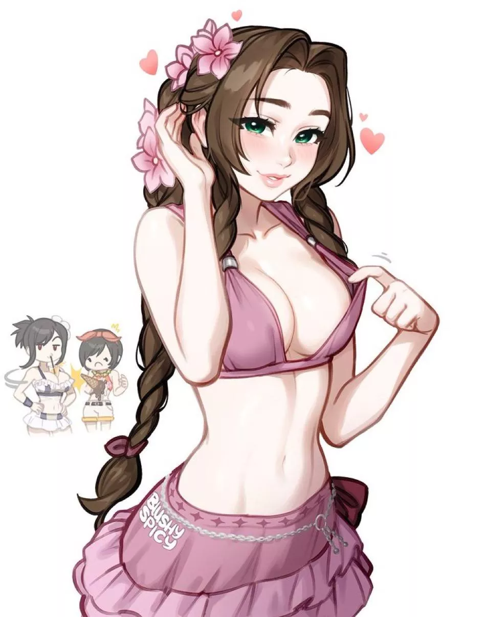 Bikini Aerith lets you peek (blushyspicy) [Final Fantasy 7 Rebirth]