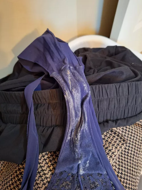 Crusty thong full of cum in the dirty laundry hamper