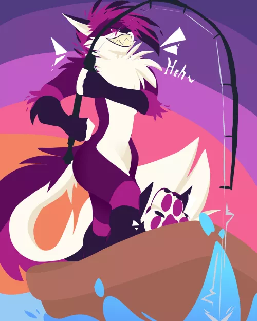 Fox gone fishin! [by StainlessTheFox]