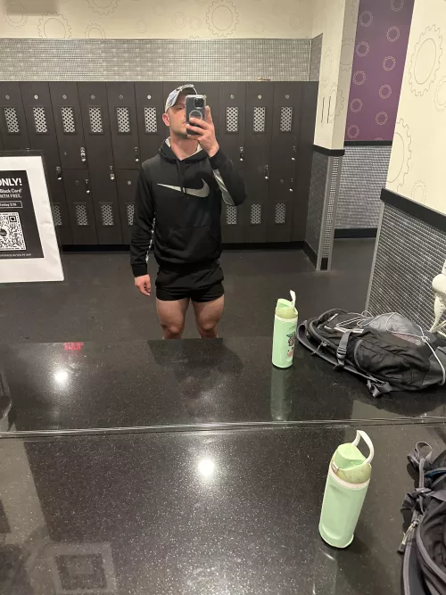Gym shorts make a little bulge 
