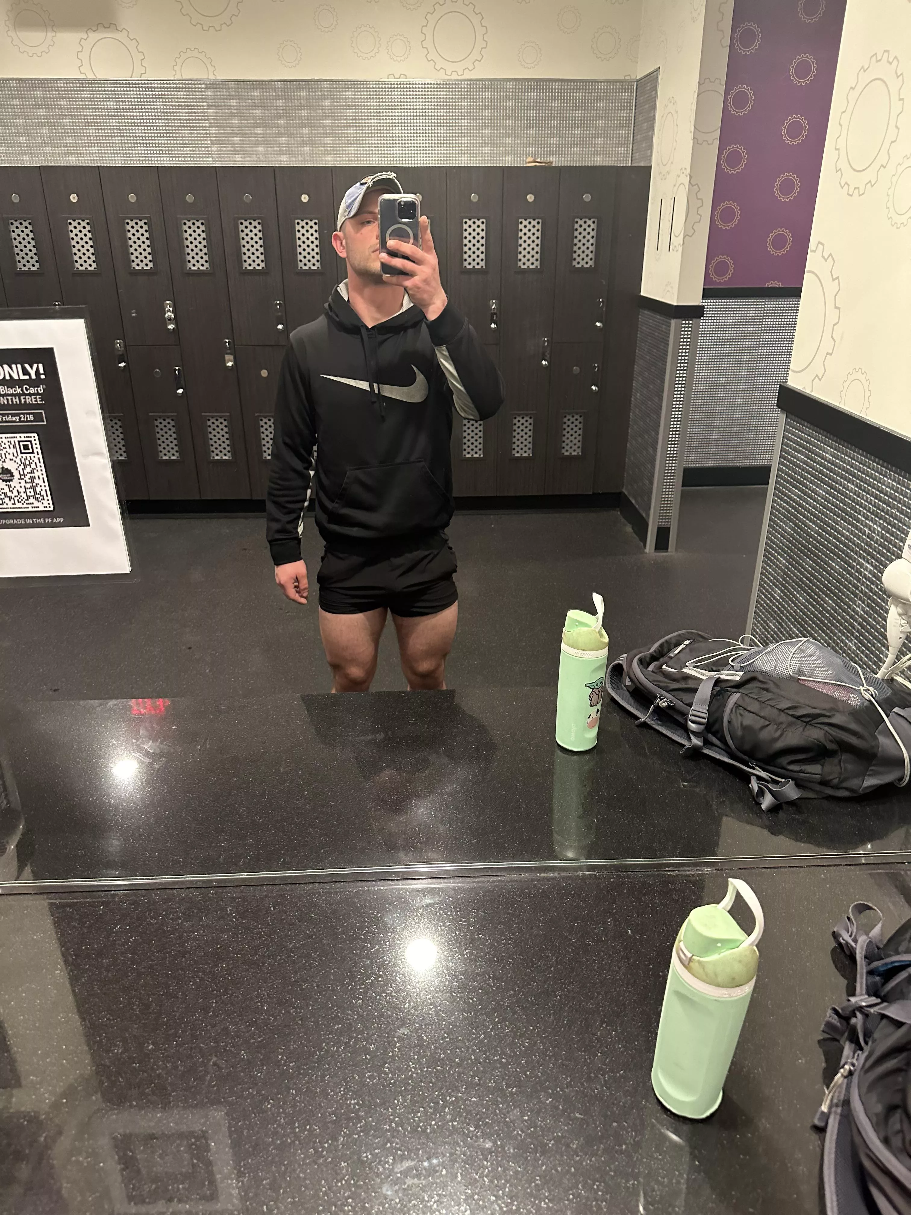 Gym shorts make a little bulge 