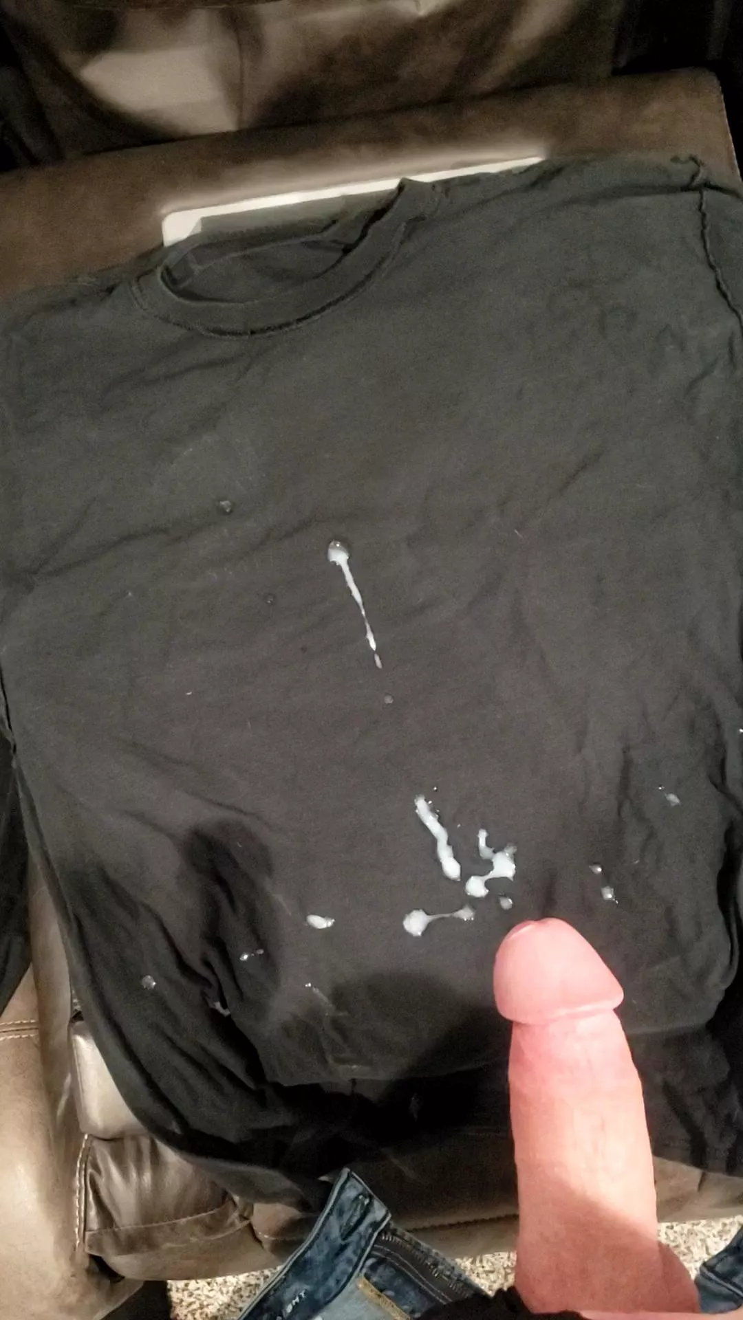 Had to grab the closest thing to me to catch this load from my 25 year old cock😅