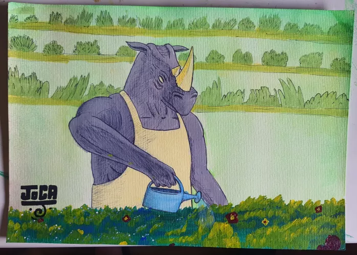 I did this Rhino for a college work. Help me to give him a name!!