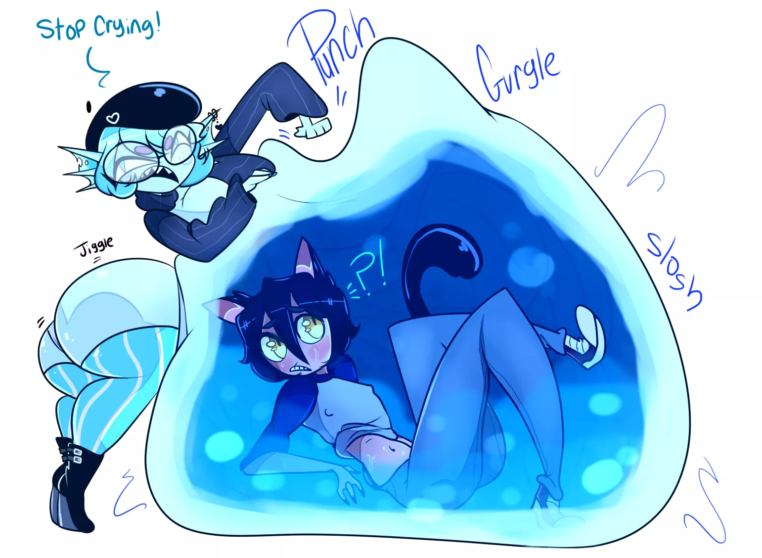 {image} commission piece fish and cat boy vore [art by me]