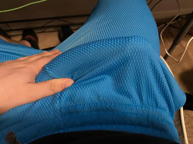 Nearly bursting through my shorts