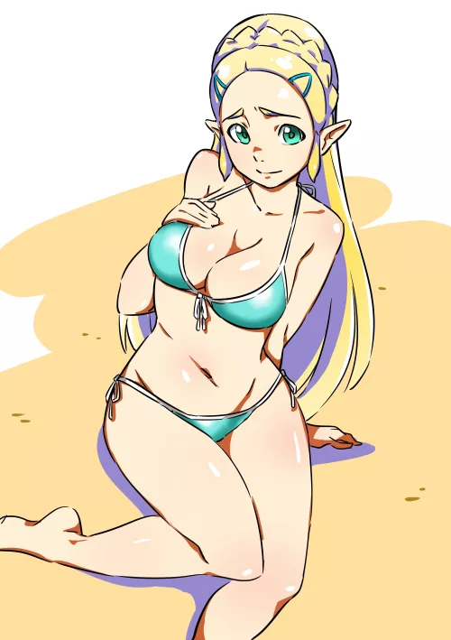 Nervous Bikini Zelda (Yukiko Himuro of Pixiv) [Breath of the Wild]