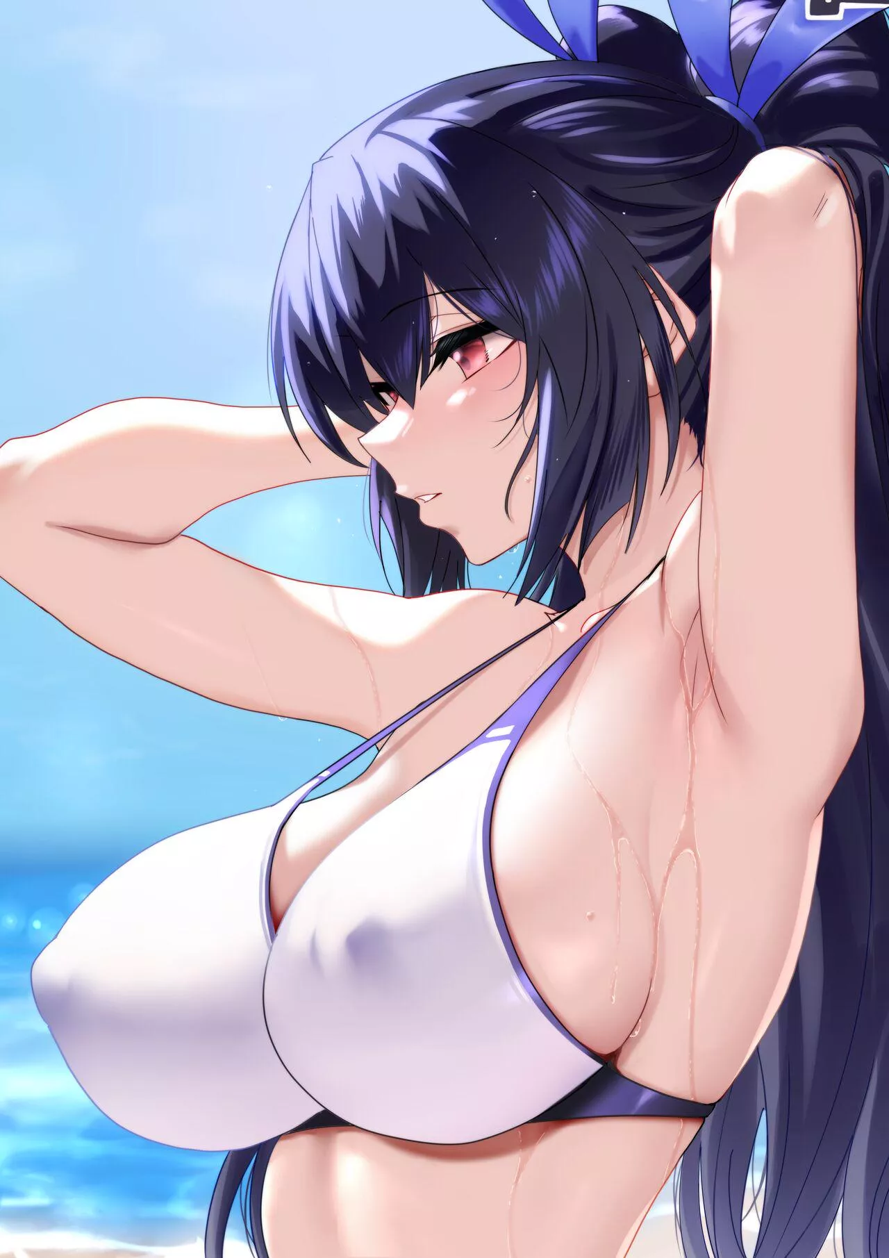 Noire enjoy the beach (Nyamota) [Hyperdimension Neptunia]