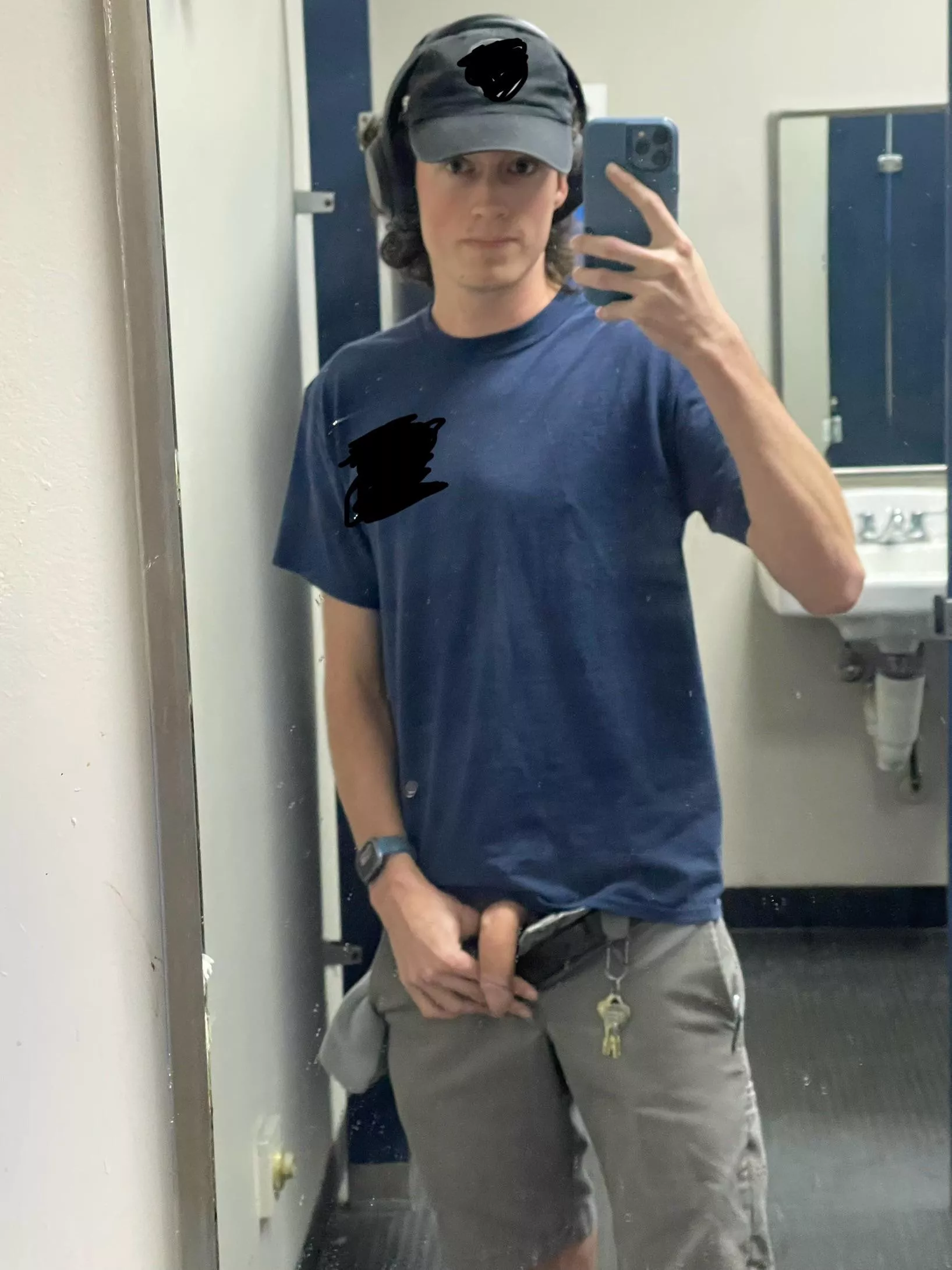 Out in the open in the bathroom at work :P