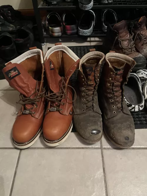 Same boots, 2 years apart