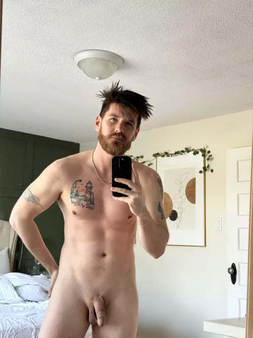 When you’ve been sick in bed all week and finally have the energy to get up you immediately take a nude