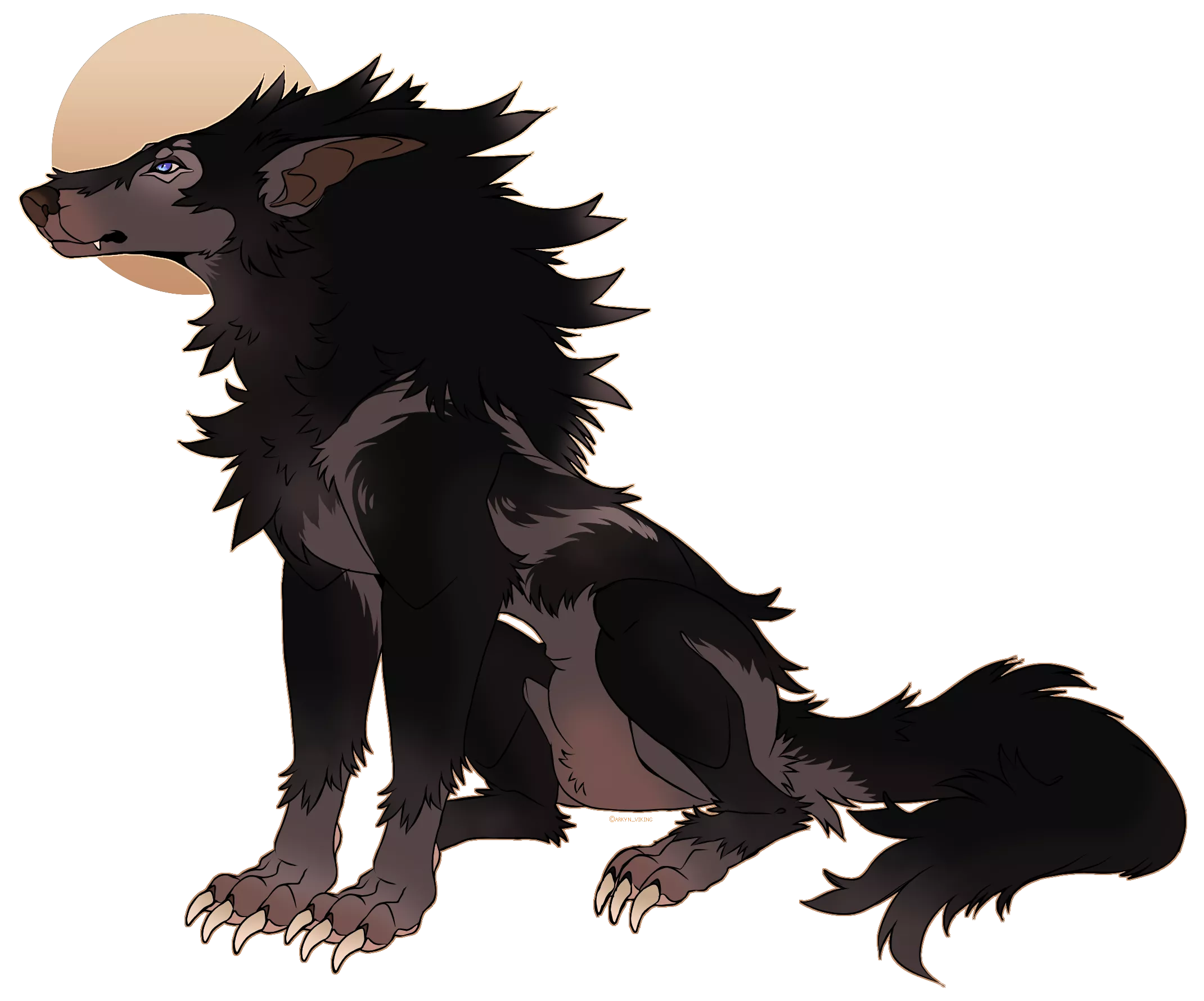 A better drawing for how I envision my sonas werewolf design. 💕