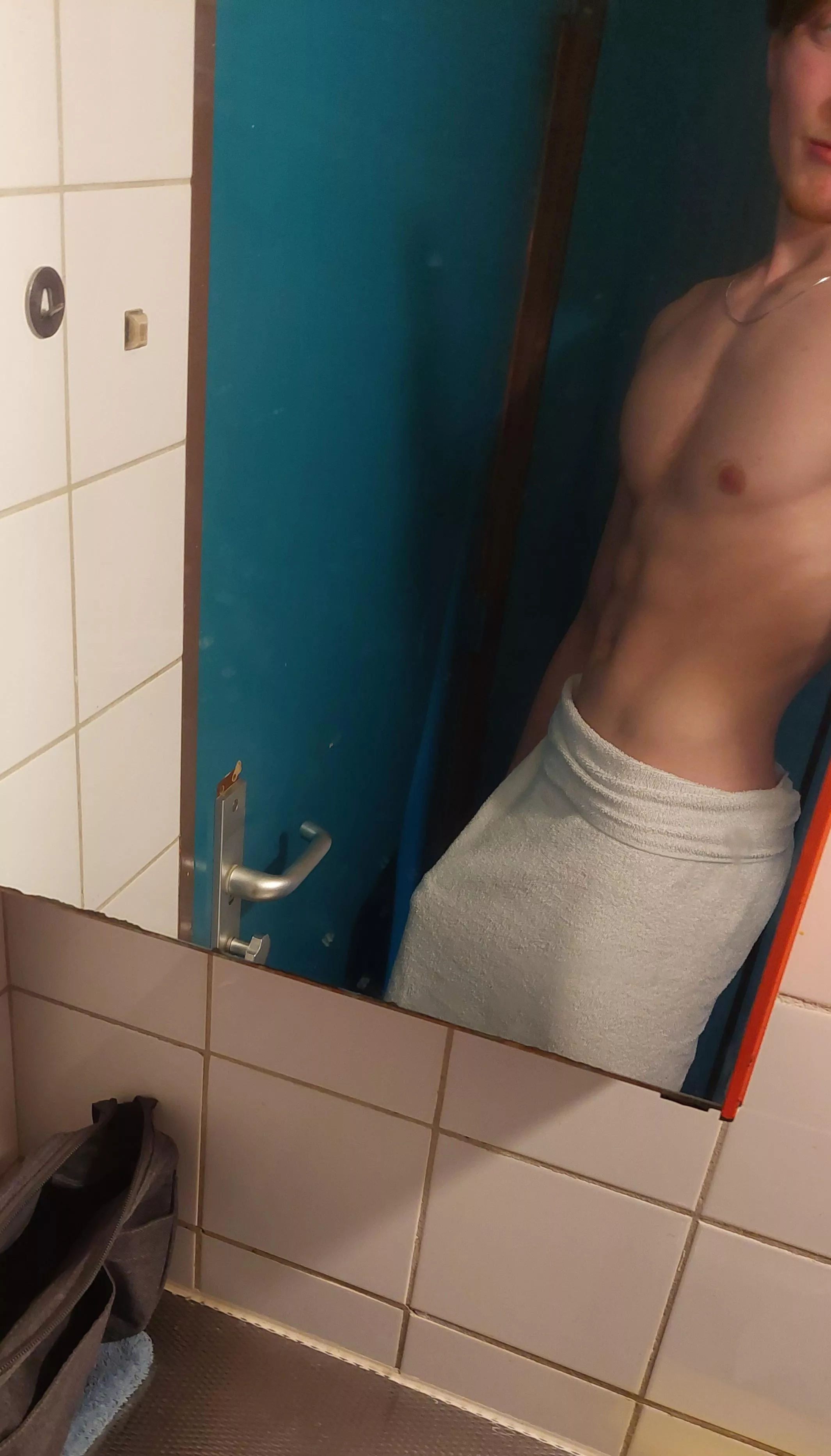 about to walk through the dorm hall like this