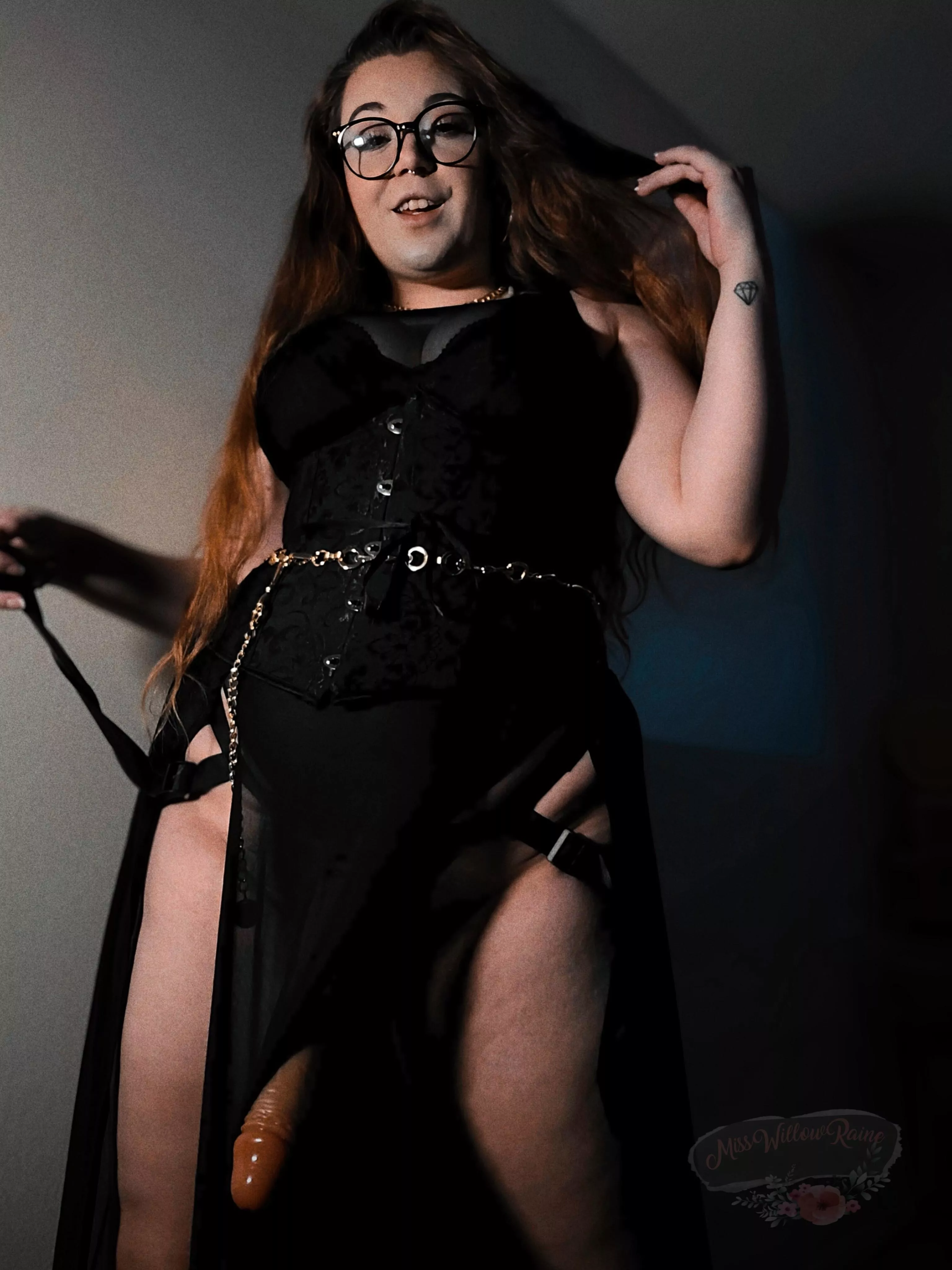 Awww, squeezing your thighs together? 

Look at you acting all shy, little one. 

We both know better than that, don't we? 

It's okay, Mommy will help force them open for you.