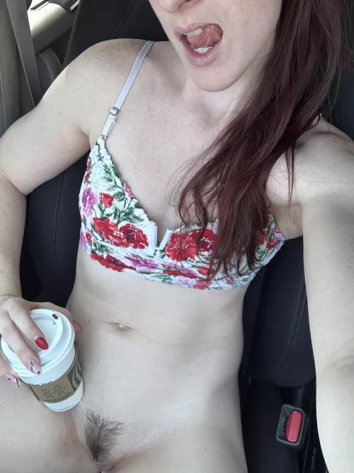 Getting my coffee at the Starbucks drive thru