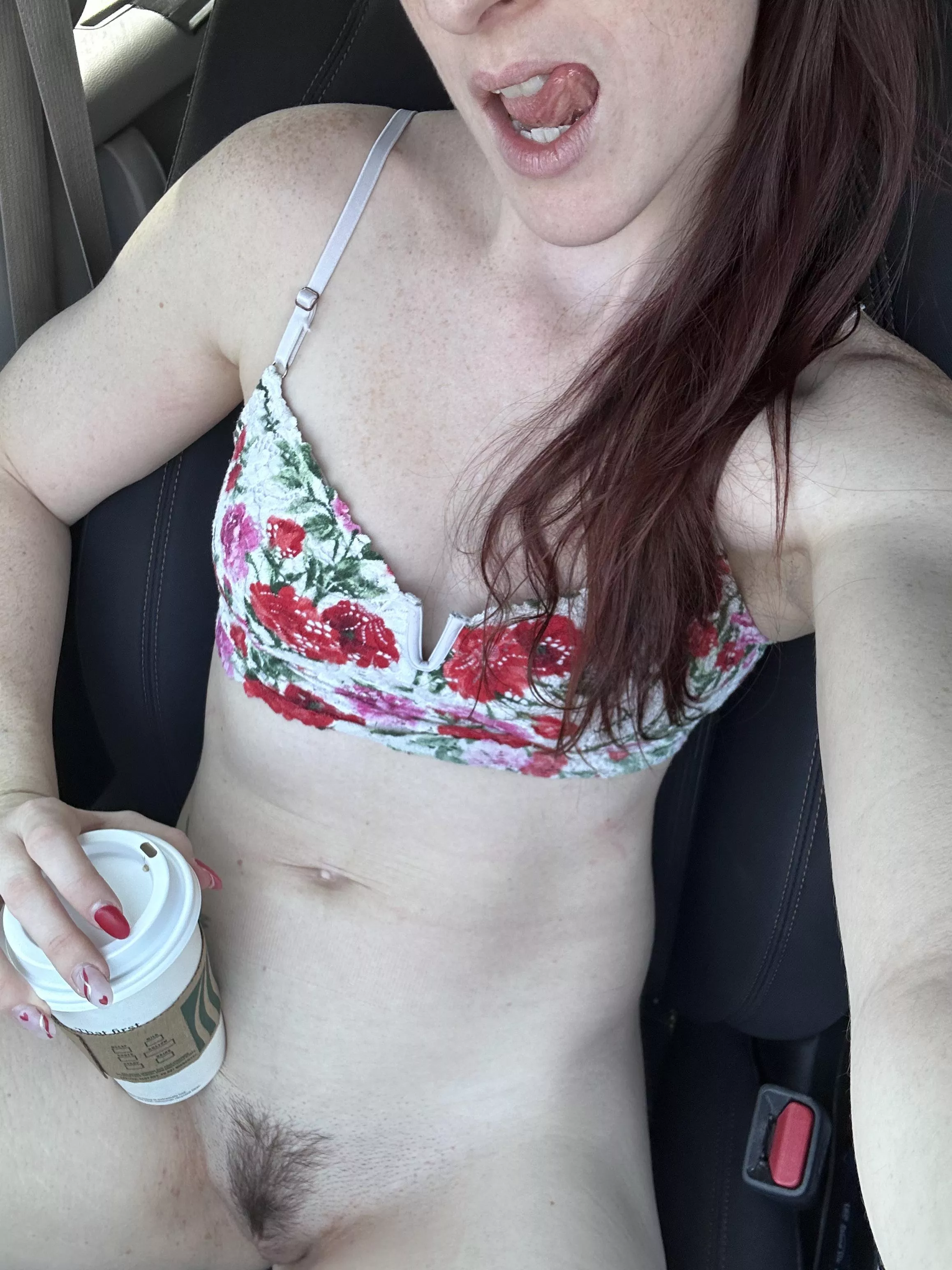 Getting my coffee at the Starbucks drive thru