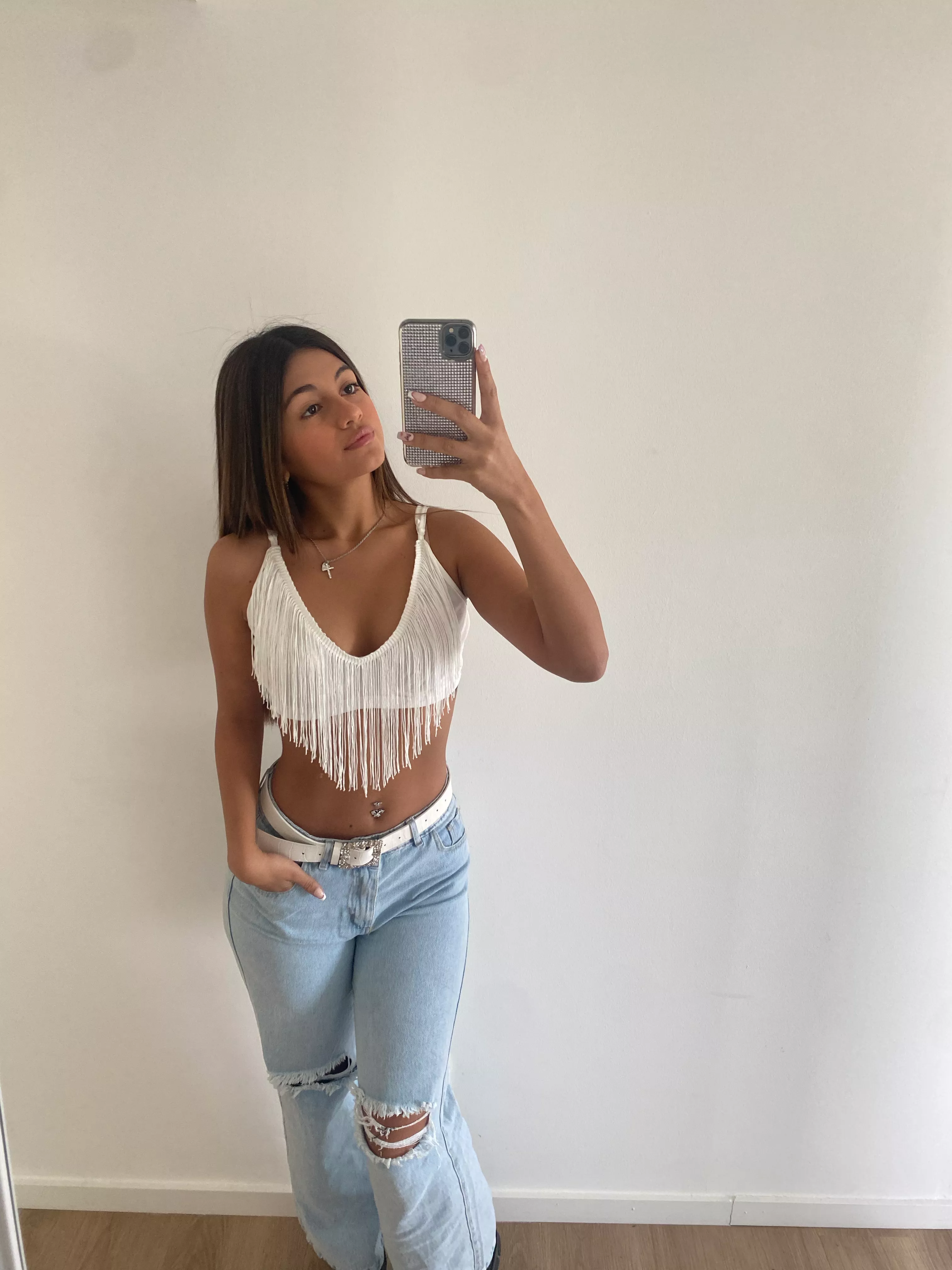 Love how my skin tone makes this crop top shine