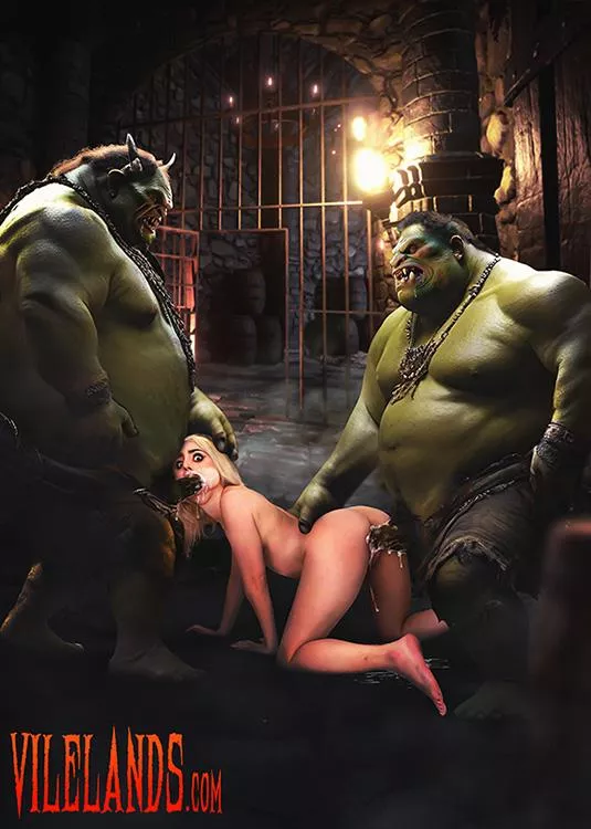 Two Orcs Spitroasting Blonde Babe (VileLands)
