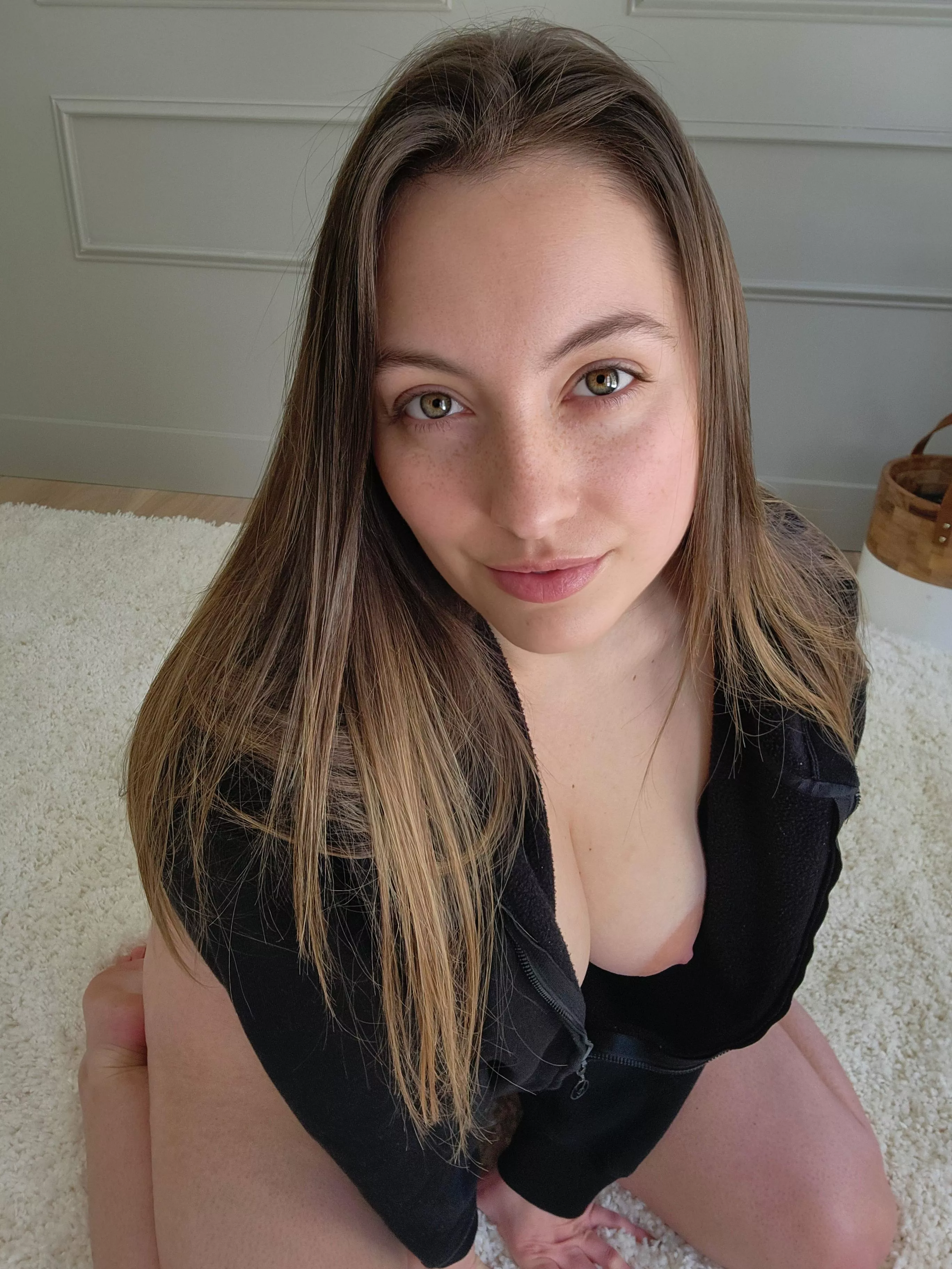 Yeah you can see down my blouse but also hello eye contact