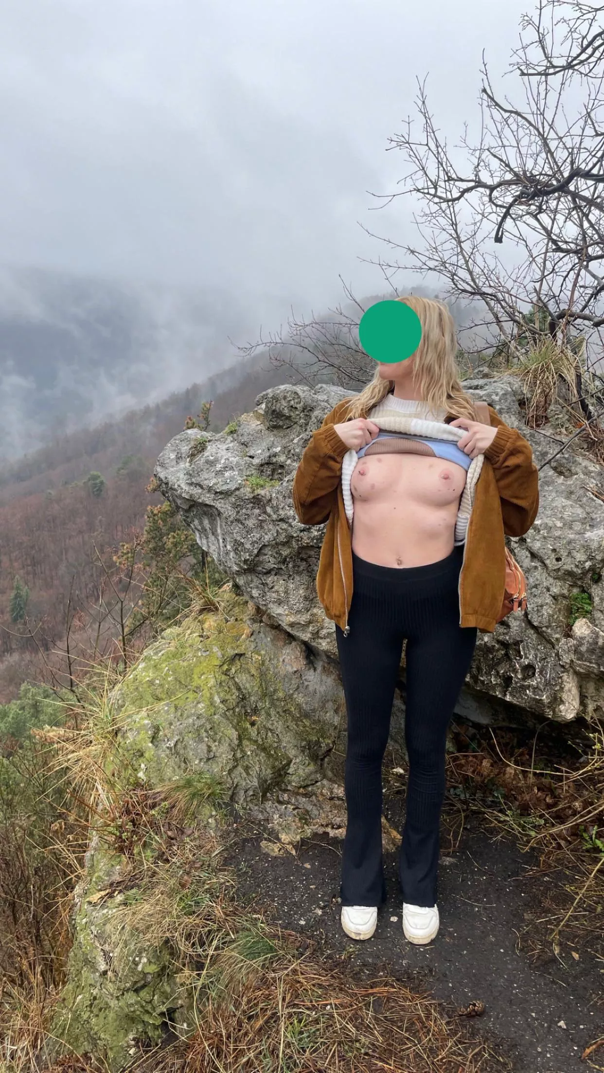 A morning hike after letting guys from the bar suck my tits all night 