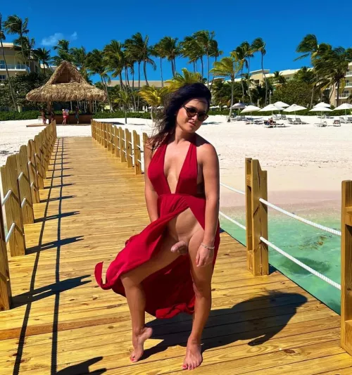 Beach beauty in dress