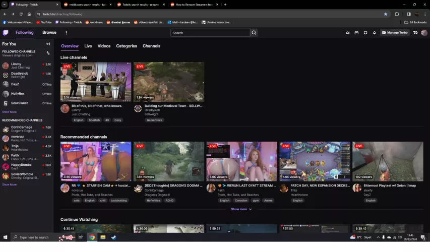 Booty streamers randomly pops up on recommended and you have to add a 3rd party extension to get rid of the whole section because you cant remove certain channels is disgustingly annoying