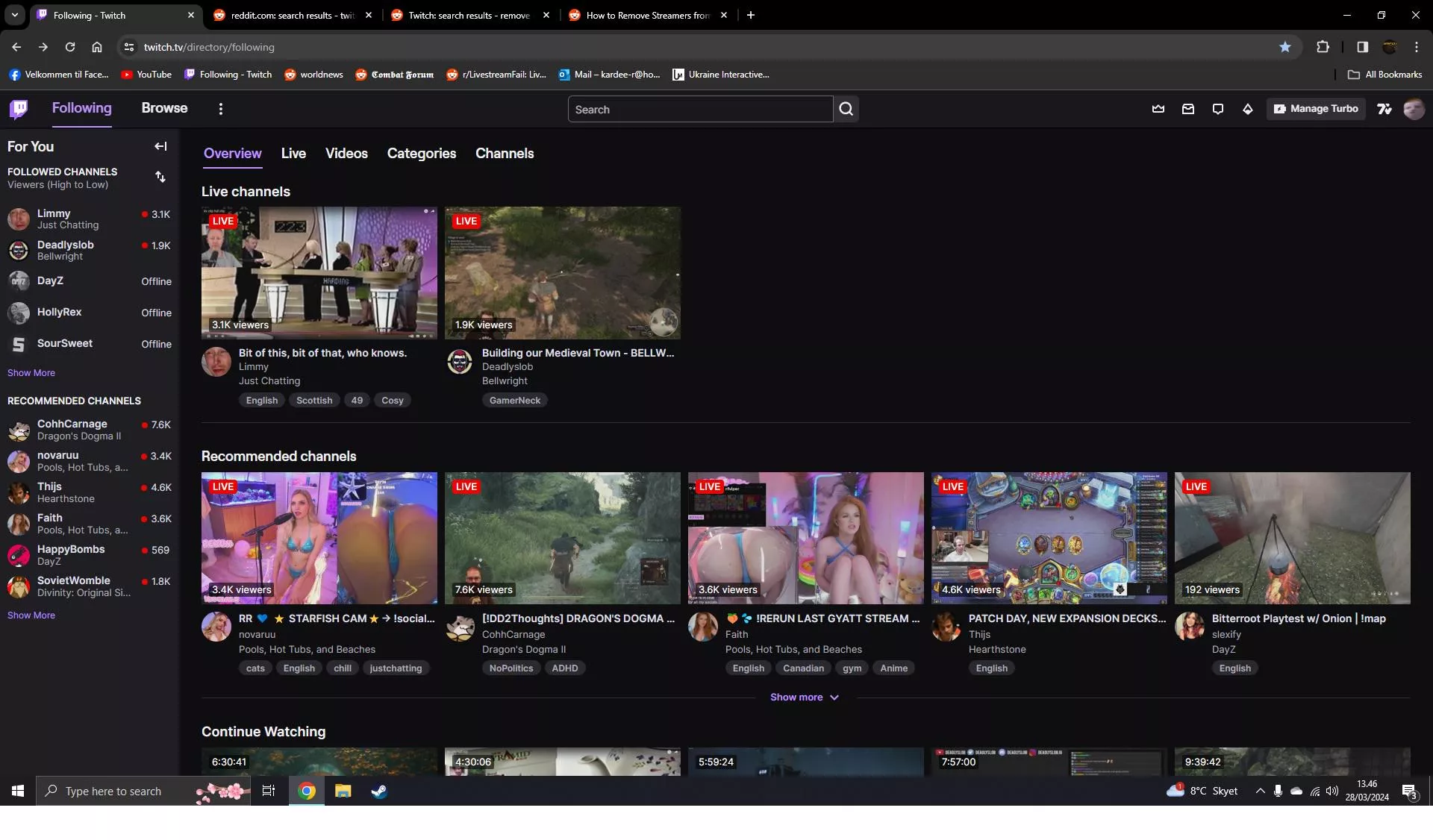 Booty streamers randomly pops up on recommended and you have to add a 3rd party extension to get rid of the whole section because you cant remove certain channels is disgustingly annoying