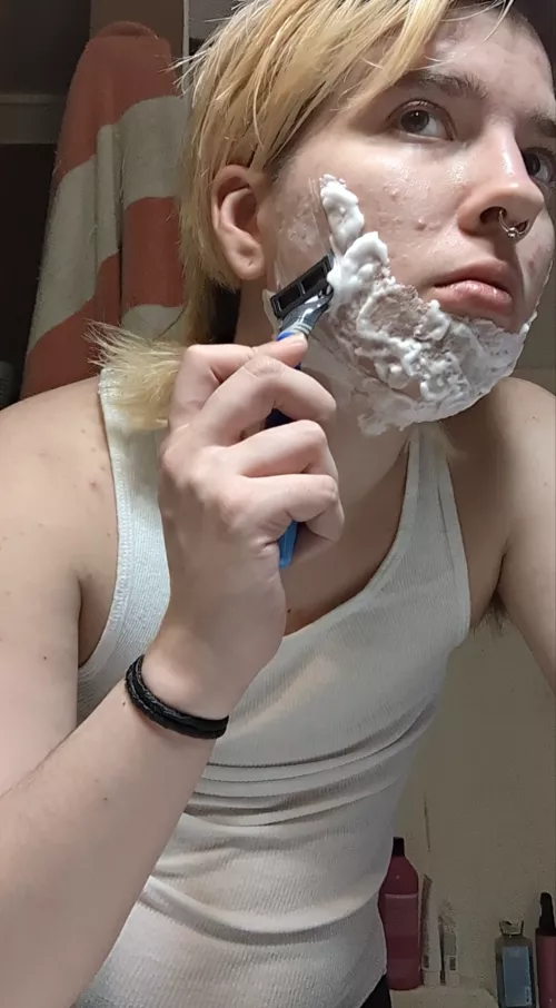First time shaving since starting T. 💙