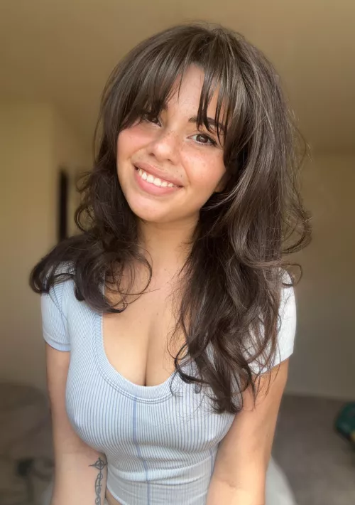 Freckled and braless 