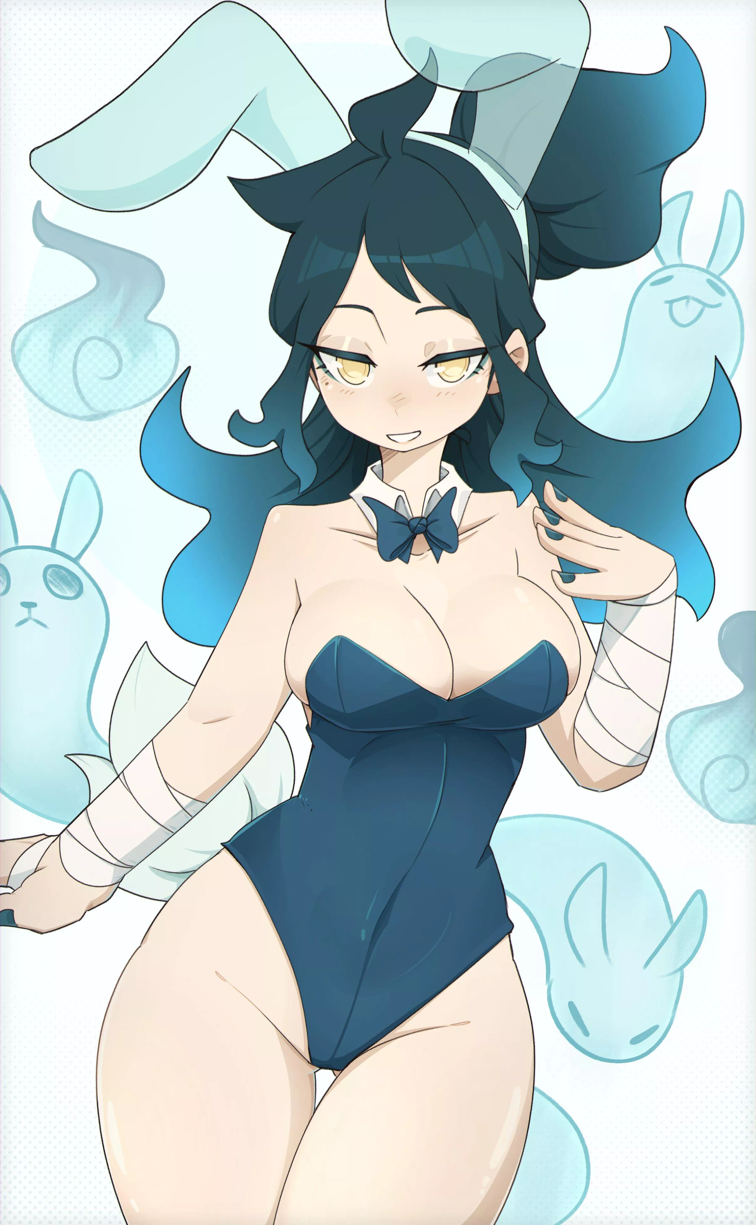 Ghost Bunny smirking at the screen