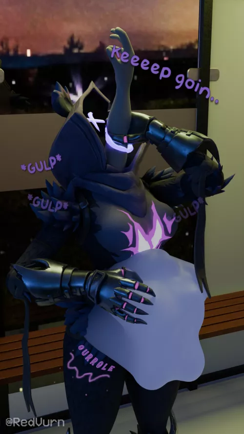 {Image} Raven Team Leader Swallows You{Art by @RedVurn on DA and Twitter} [Female Pred, Praise, Furry pred]