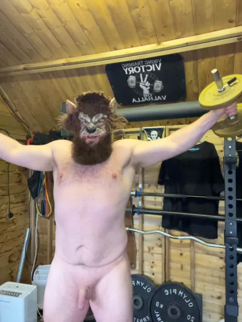 Just playing around in my gym with my wolf mask