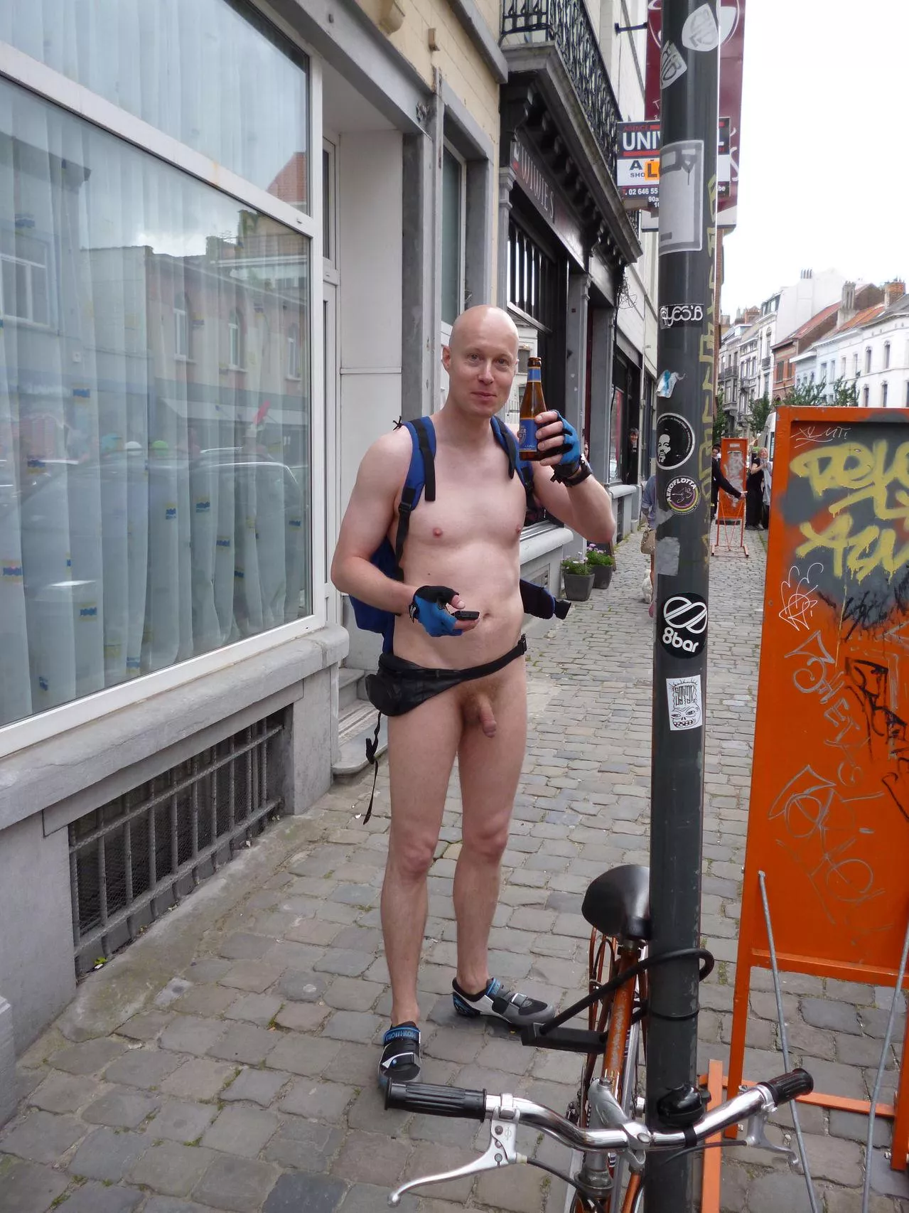 Naked in Brussels again during WNBR, the city I work as a high school teacher 😍