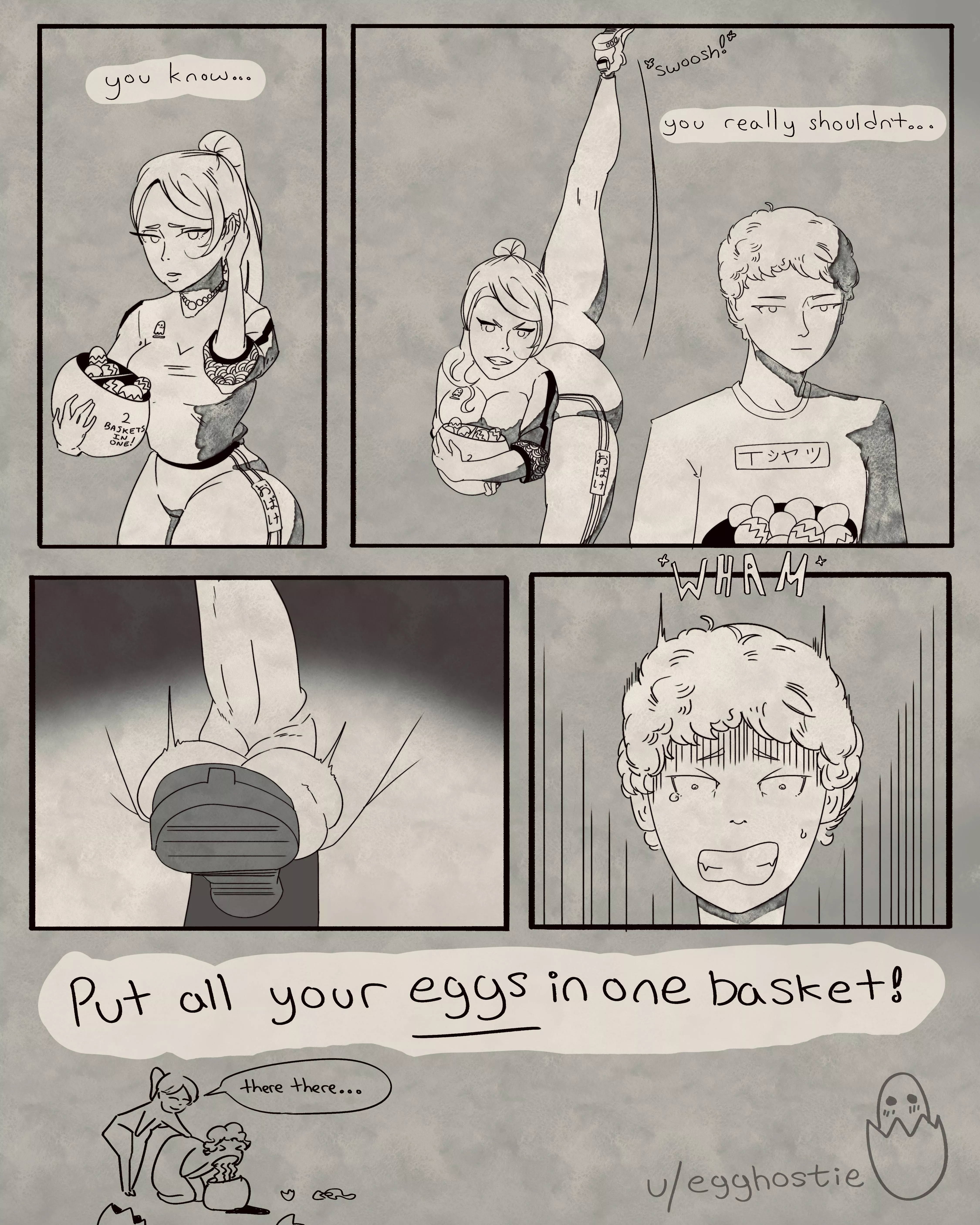 OC - Happy Easter, she found the eggs… and broke em!
