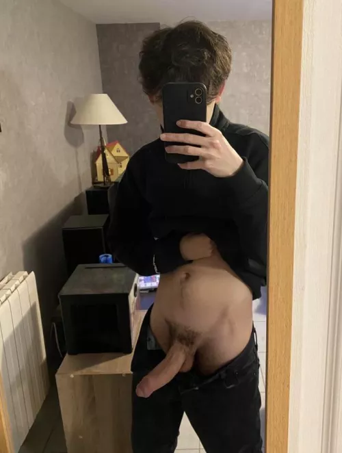 sweater up, pants down, cock out! 