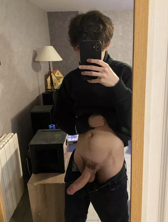 sweater up, pants down, cock out! 