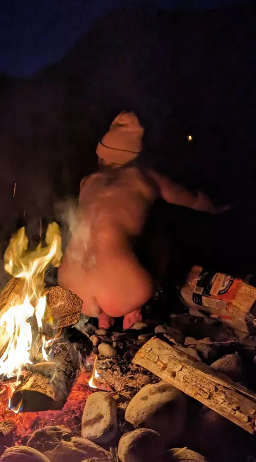 Warming up by the fire after a cold dip