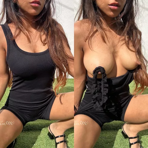 Look at how good the weather is to show you my boobs 