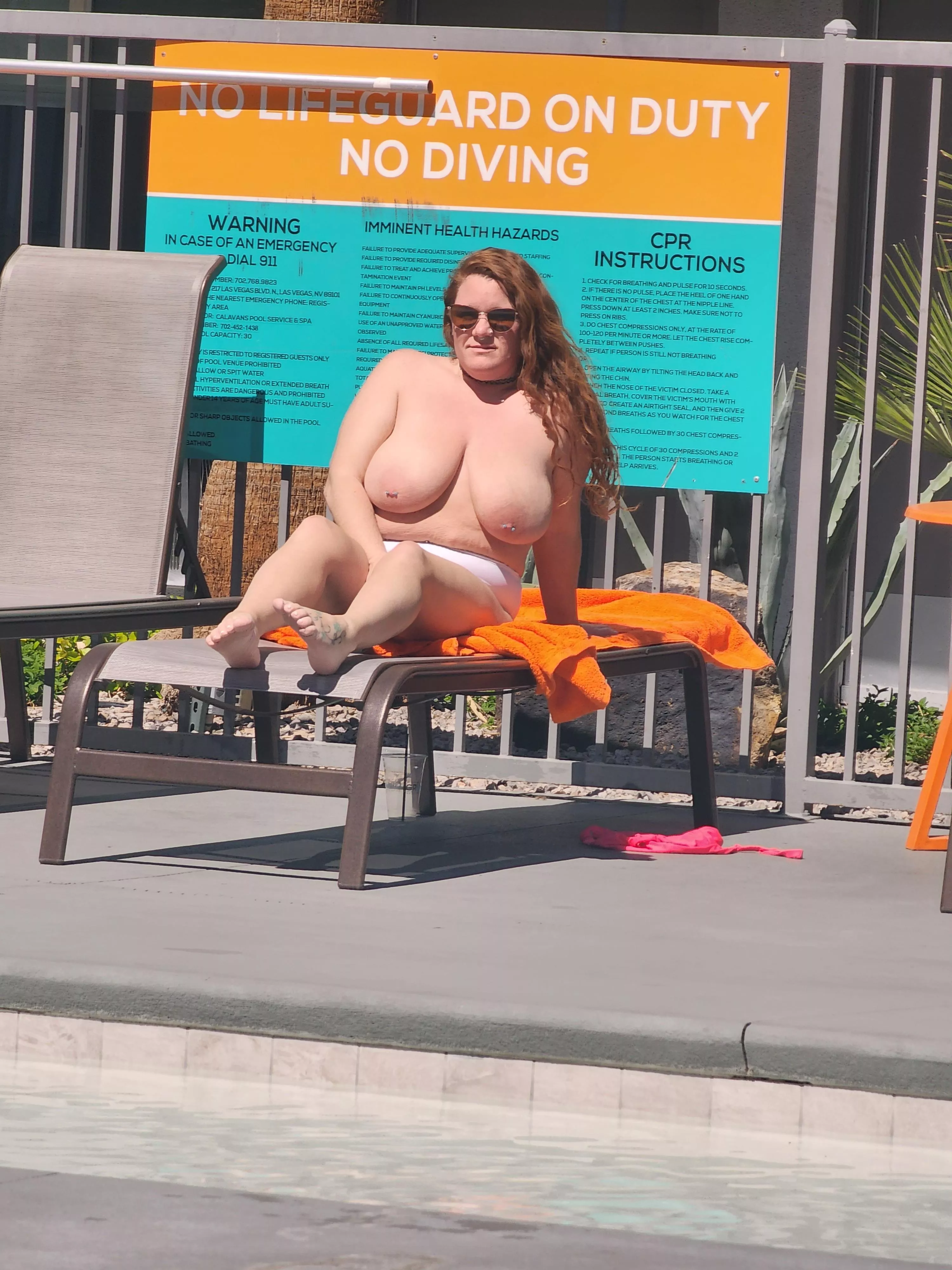 No clue with I was allowed to be topless here.....no one seemed to mind tho. 