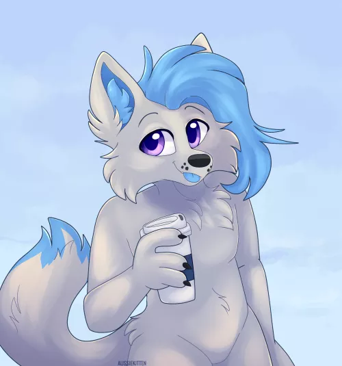 Such a comfy day to get a warm drink, don't ya think? 🐾 | [Comm for PawsTheFox_]