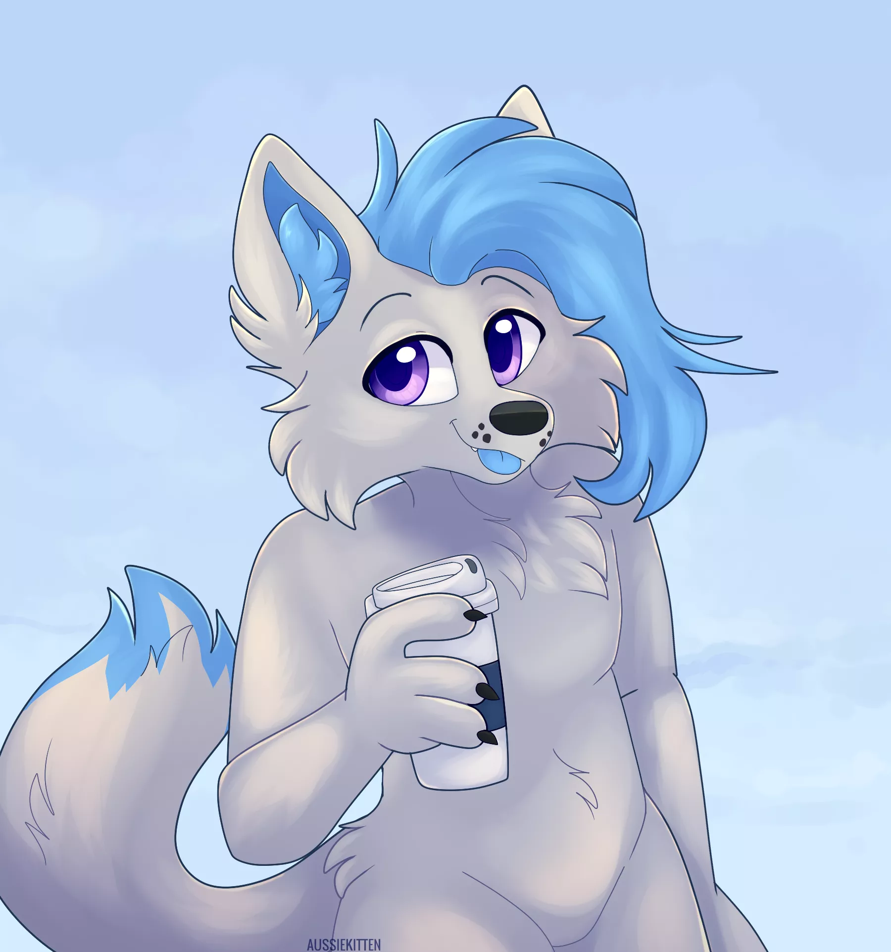 Such a comfy day to get a warm drink, don't ya think? 🐾 | [Comm for PawsTheFox_]