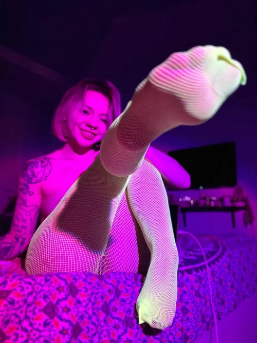 what could be hotter than a cute girl like me in fishnet tights