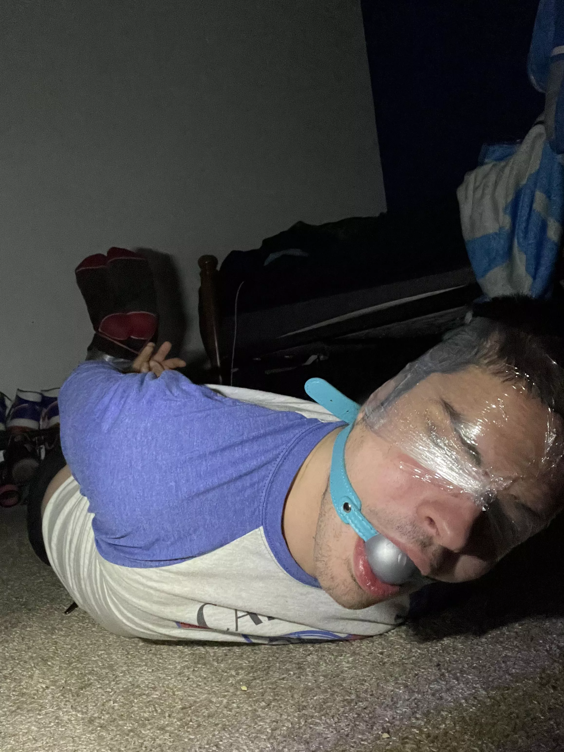 Yes I’m a bondage switch so I practice my self ties sometime I sleep tied and gagged all night