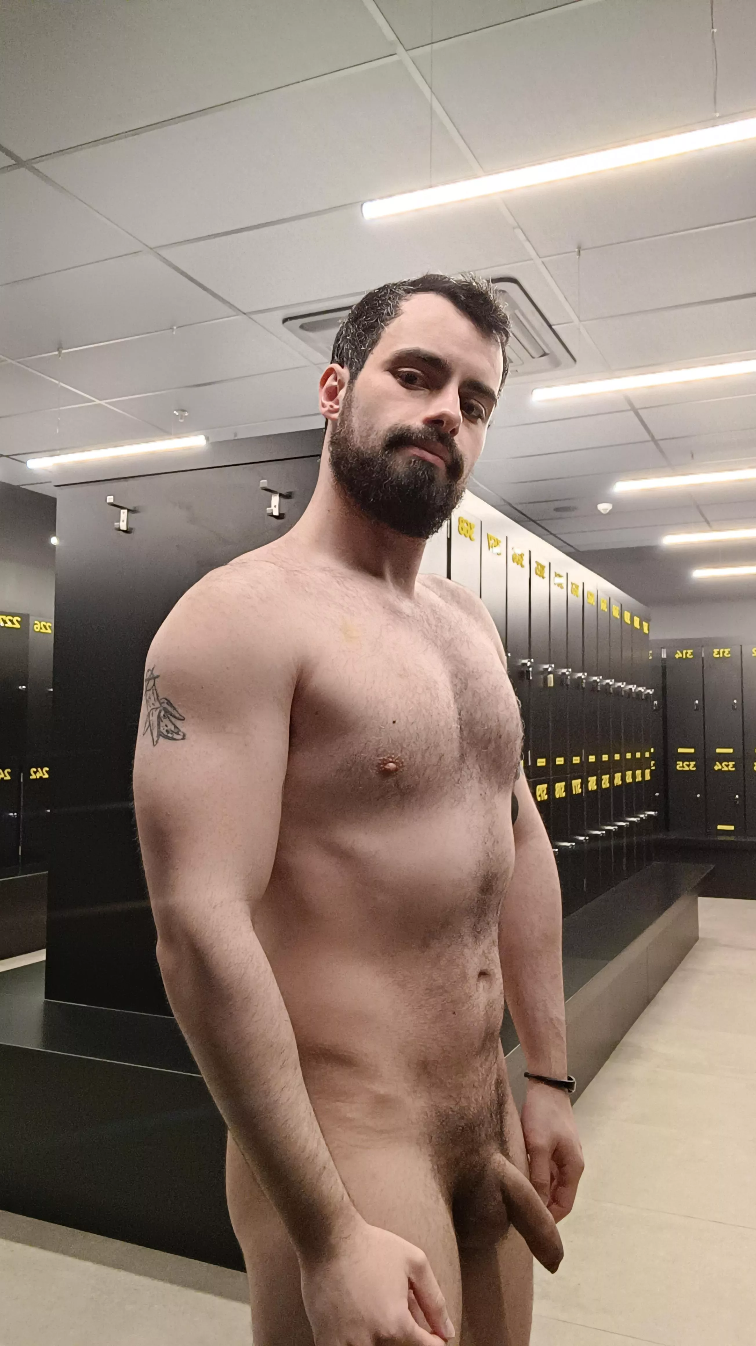 Taking pics naked in the lockers after workout