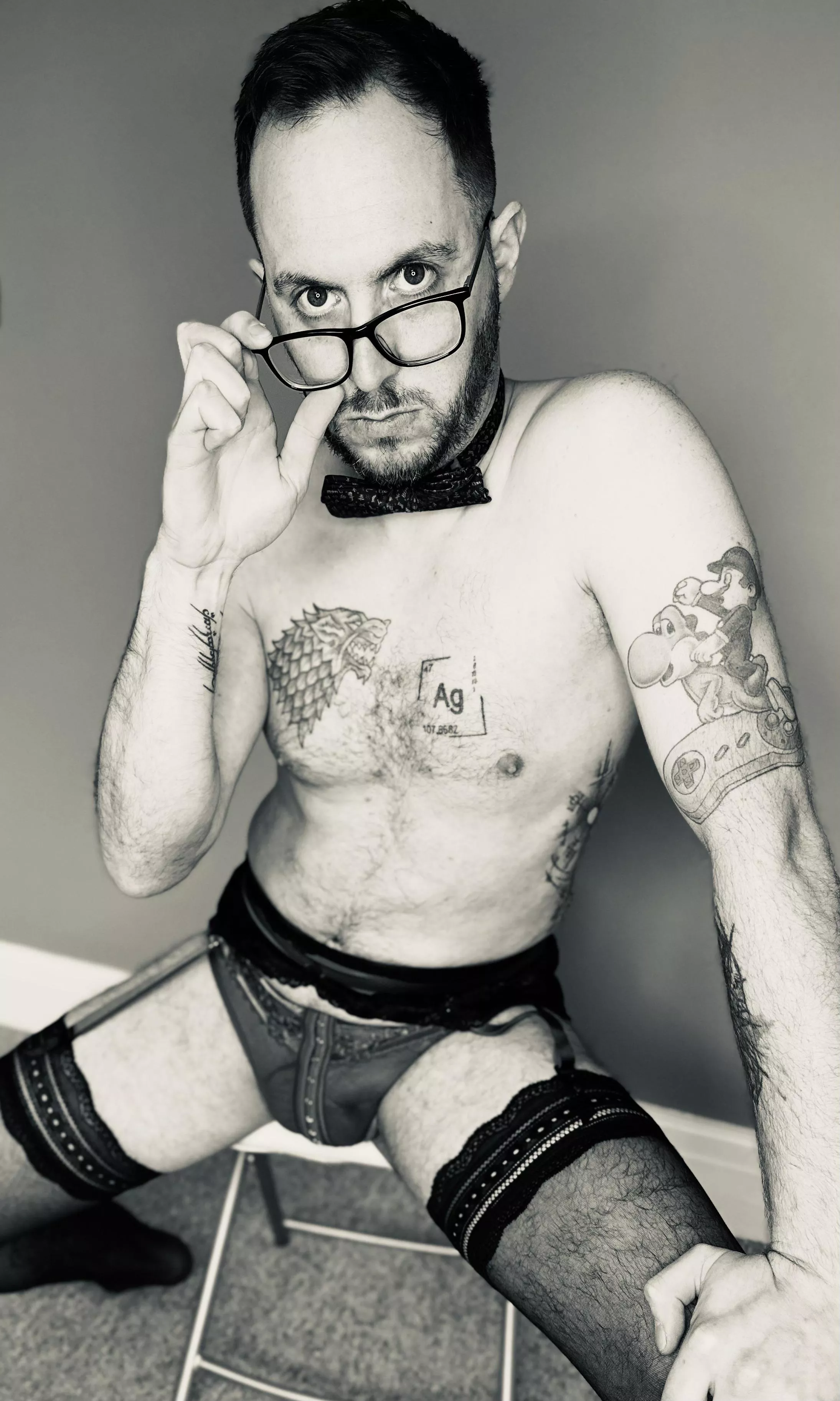 Classy with the bow tie, slutty with the stockings, ready to serve your every whim mistress Classy with the bow tie, slutty with the stockings, ready to serve your every whim mistress