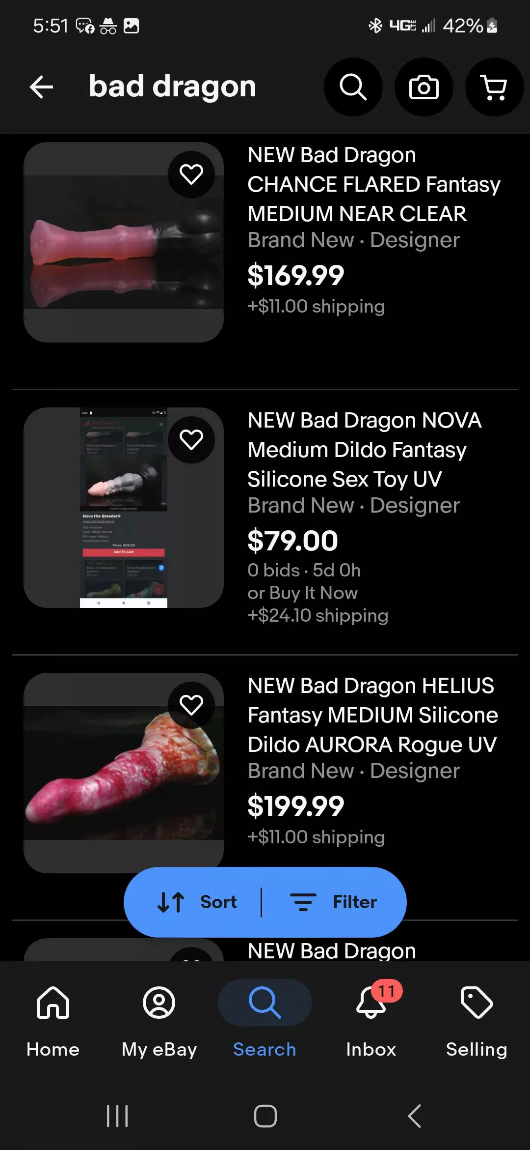 For shits and giggles I looked up Bad Dragon on ebay