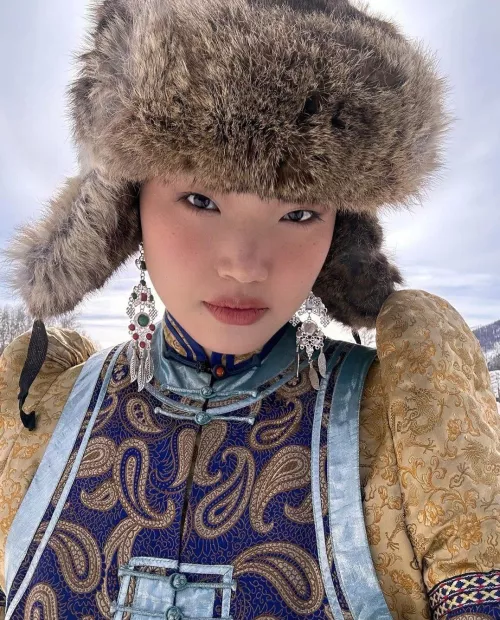 Mongolian Girl in Traditional Dress