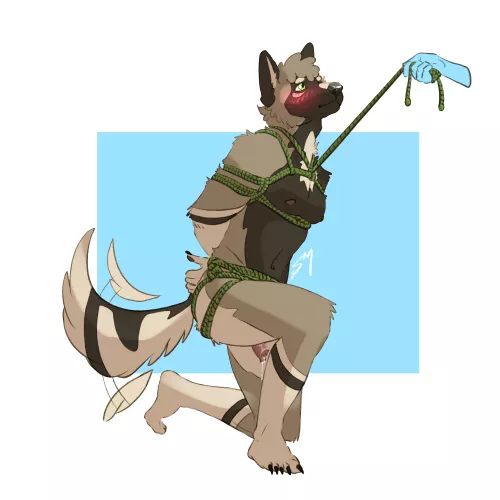 More of my sona, Barley, kneeling happily for his owner