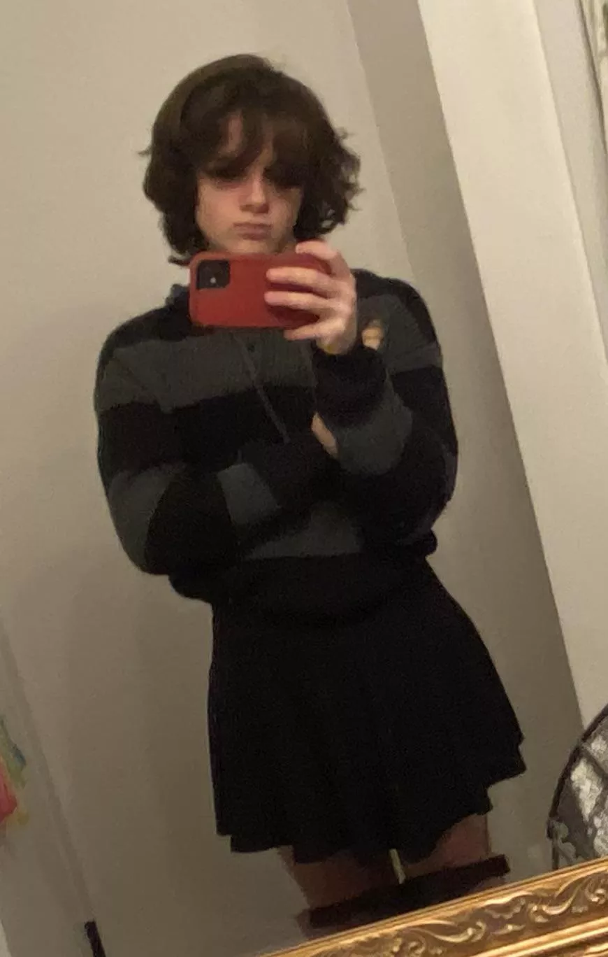 Never done this before but i like it so heres me in a skirt‼️