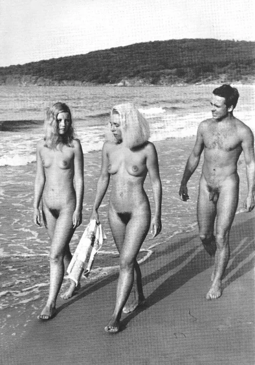 Nudist beach in the 1950s